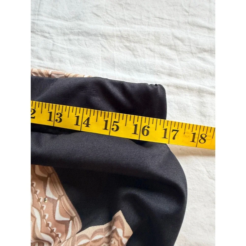 Metrowear Women XL Maxi Skirt Black Tan Geometric Medallion Rhinestone Boho Long